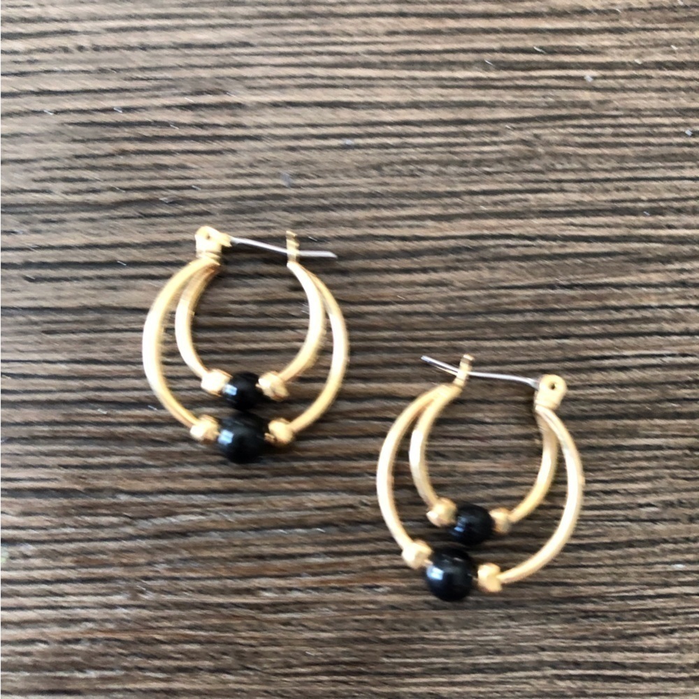 Gold and Black double hoop earrings